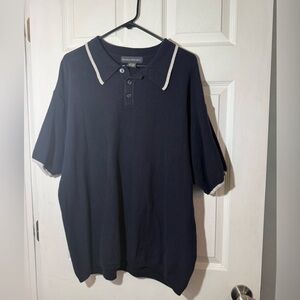 Banana Republic Men's Black Polo with Cream Trim